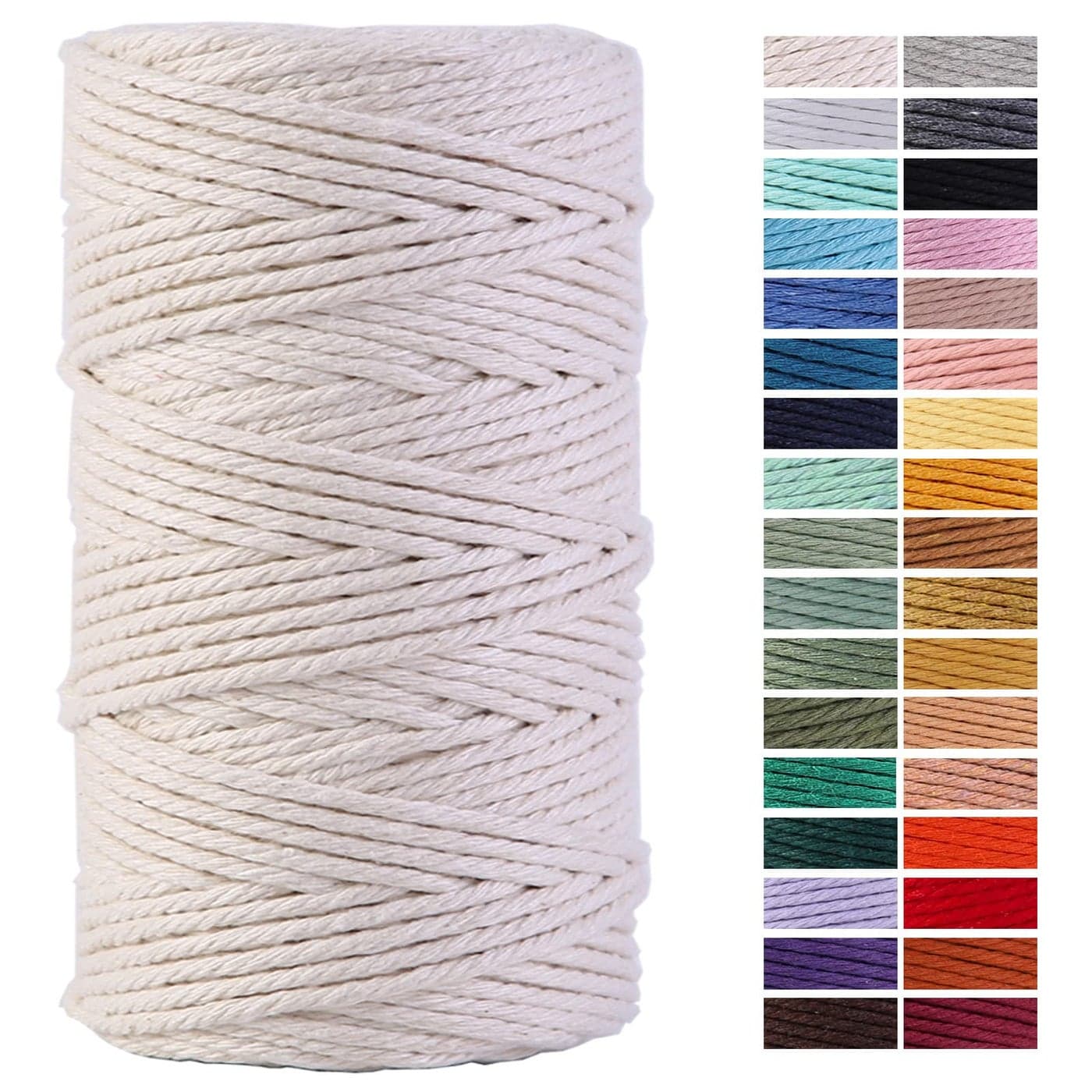 Macrame Cord 4mm x 109Yards 100 Natural Cotton Macrame Rope Cotton Cord for Handmade Macrame Supplies Wall Hanging Plant Hangers Crafts Knitting Decorative Projects