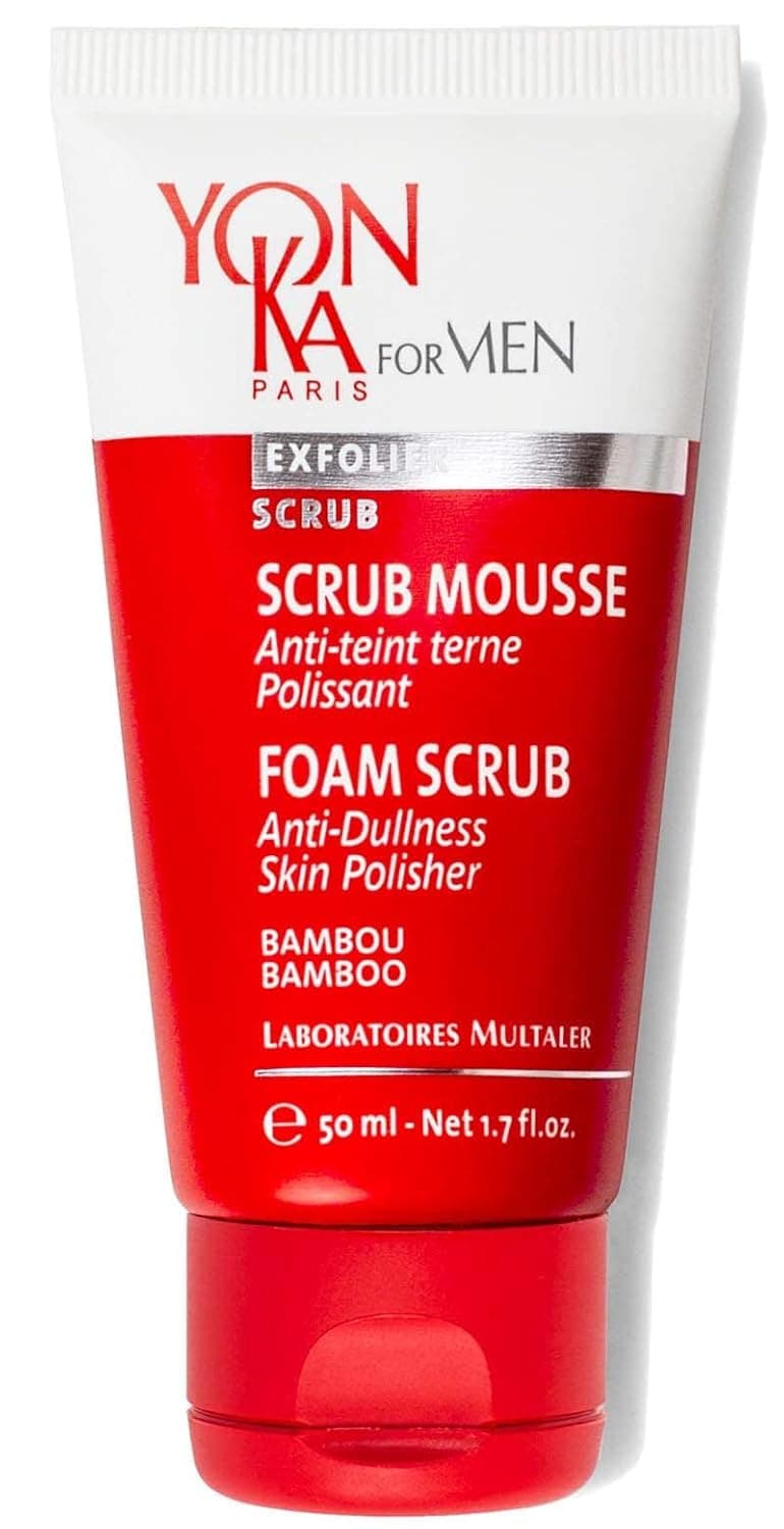 YonKa Mens Foaming Scrub 50ml Deep Cleansing Exfoliator Gentle Gel Wash Tightens Pores and Prevents Ingrown Hairs