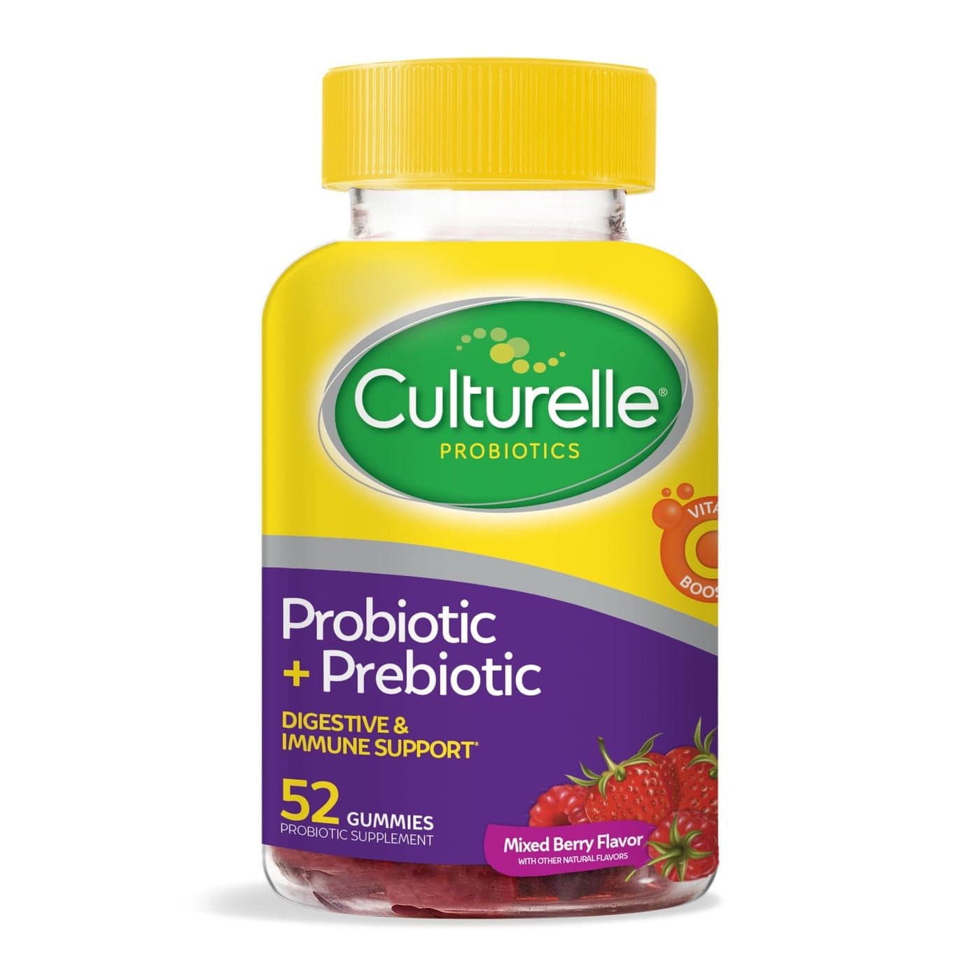 Culturelle Daily Probiotic Gummies for Women Men Berry Flavor 52 Count NaturallySourced Daily Probiotic Prebiotic for Digestive Health NonGMO Vegan