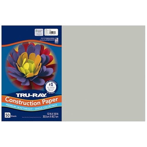 TruRay Heavyweight Construction Paper Gray 12 x 18 50 Sheets