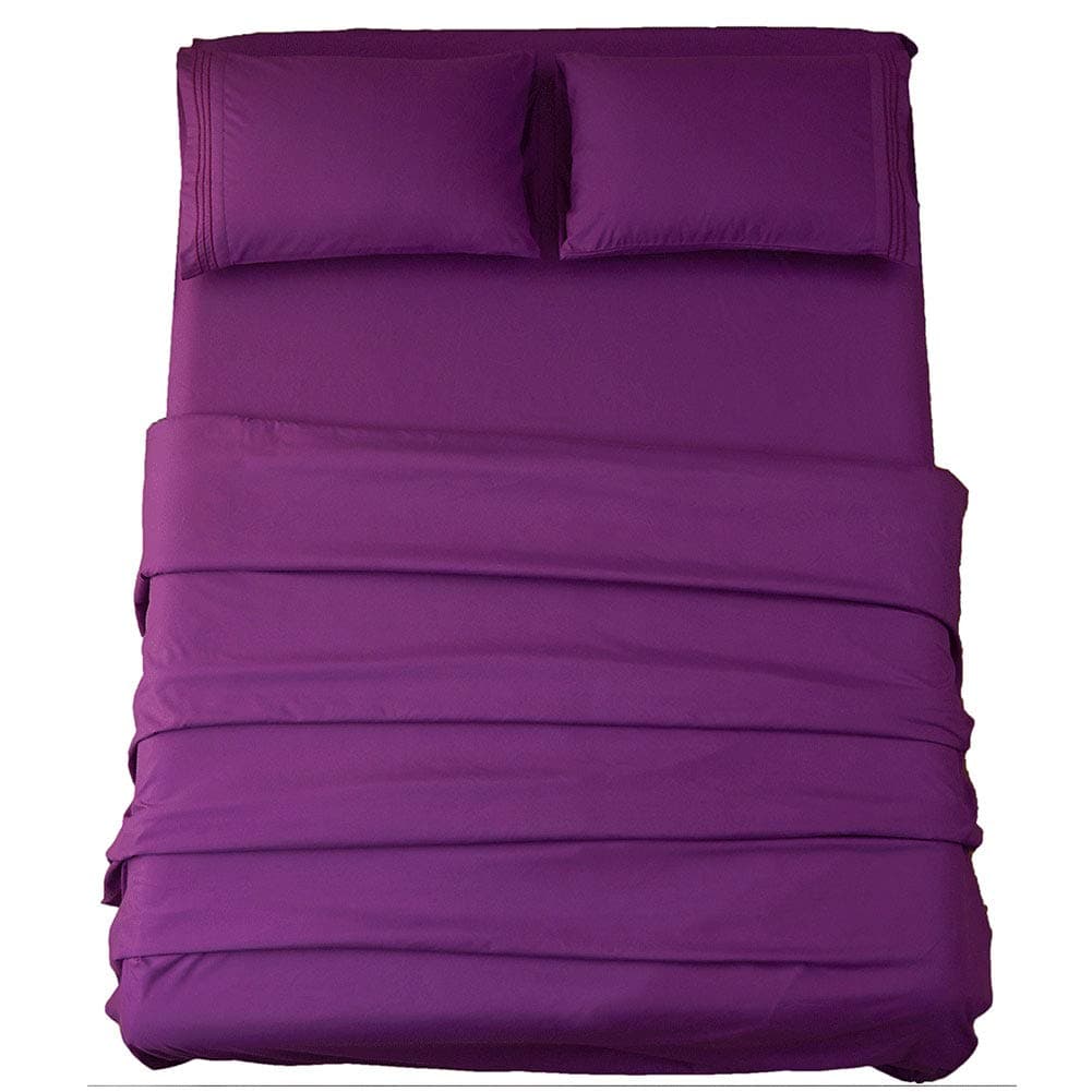 SONORO KATE Bed Sheet Set Super Soft Microfiber 1800 Thread Count Luxury Egyptian Sheets 18Inch Deep Pocket Wrinkle and Hypoallergenic4 PieceCalifornia King Purple
