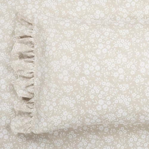Lush Decor Garden of Flowers Ruffle Sheet Set King 6 Piece Set Neutral Floral Sheets Tan Sheet Set King Size Bed Sheets Coquette Bedroom Decor