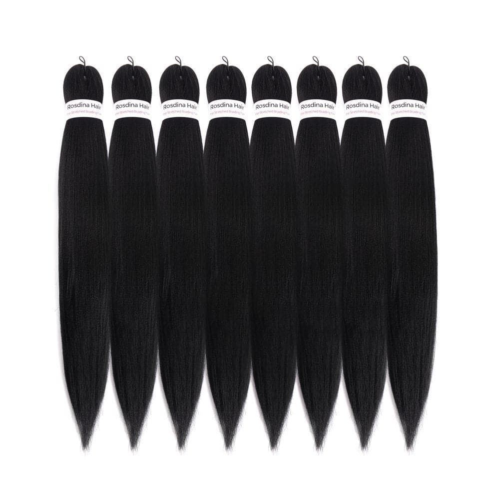 DIFUNEE Prestretched Braiding Hair 24 Inch 8 Packs Jet Black Braiding Hair For Twist or Box Braids Yaki Texture Hot Water Setting Synthetic Long Braiding Hair Extensions 24 Inch 18P