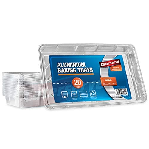 Aluminium Foil Trays Containers for Baking Cooking Freezing and Storing Tray Size 32cm x 20cm x 33cm 20 Pack