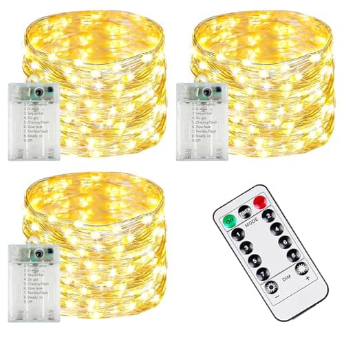 3Pack 78FT 240 LED Fairy Lights Battery Operated with Timer Remote Waterproof Twinkle Lights Indoor Outdoor 8 Modes for Bedroom Centerpiece Wedding DIY Party Christmas Classroom Dorm Decoration