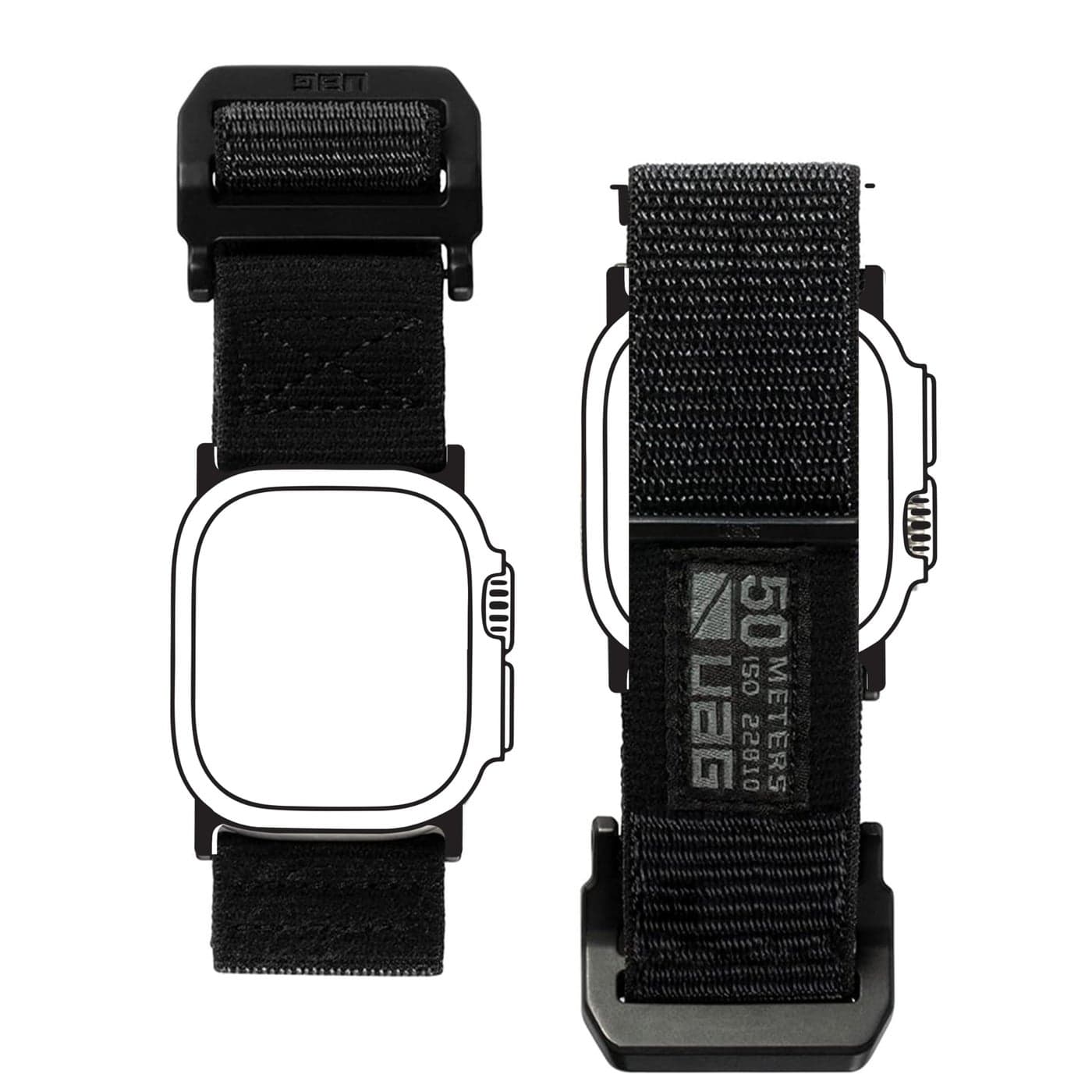 URBAN ARMOR GEAR UAG Compatible with Apple Watch Band 49/46/45/44mm for iWatch Series Ultra 2/Ultra/4-10/SE 2/SE Active Graphite/Black (New Edition) Sport Adjustable Replacement Strap