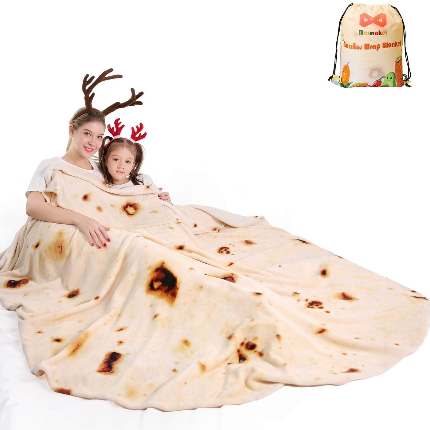 mermaker Burritos Tortilla Throw Blanket 20 Double Sided 71 inches for Adult and Kids Giant Funny Realistic Food Blankets 285 GSM Novelty Soft Flannel Taco Blanket Yellow Double Sided
