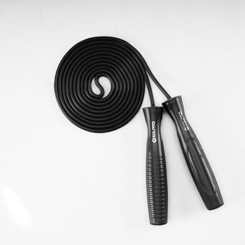 Solpro Ascend Adjustable Jump Rope Skipping Rope for men, women, kids, athletes | Unisex, Tangle-Free, Non-Slip, Durable | Ideal for fitness, cardio, agility & gym workouts. (Black)