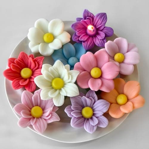 2 Pack Tulip Flower Succulent Peony Half Open Rose Bud Cylinder Candle Resin Mold Resin Casting Silicone Molds for Home Decor Candle Making Wave Spiral Mold