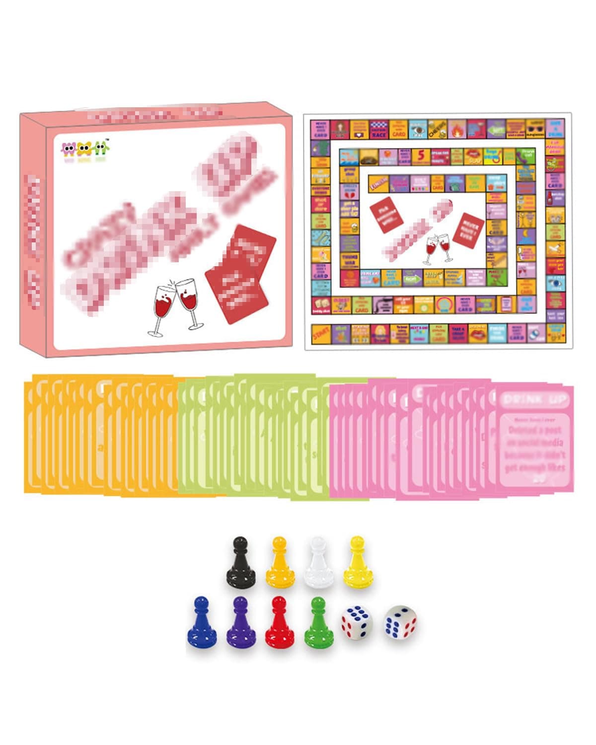 Couple Games, Card Game, Pink Chess Board Set for Indoor Entertainment, 2 Players or More, and Features a Compact, Portable Design Ideal for Casual Play Session