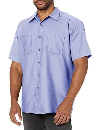Red Kap Men's Industrial Work Shirt, Regular Fit, Short Sleeve, Light Blue, XX-Large US