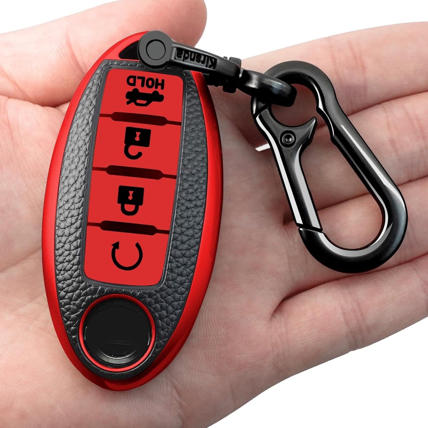 Kirsnda Red Texture Key Fob Cover Case Keychain for Nissan Vehicles