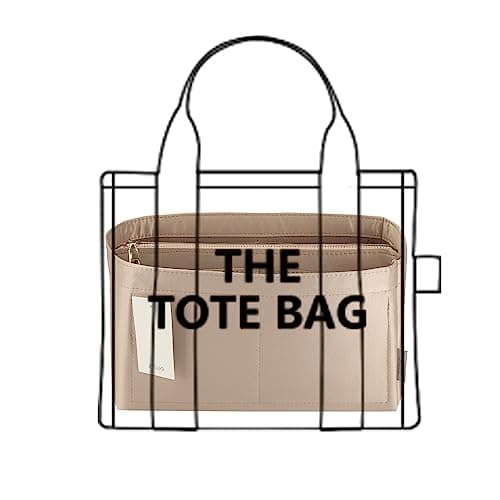 Purse Organizer Insert For Handbags, Purse Organizer With Zipper, Neverfull Organizer, Bag Organizer For Speedy Neverfull ONTHEGO Tote, Handbag and More (Silky Beige, X-Large)