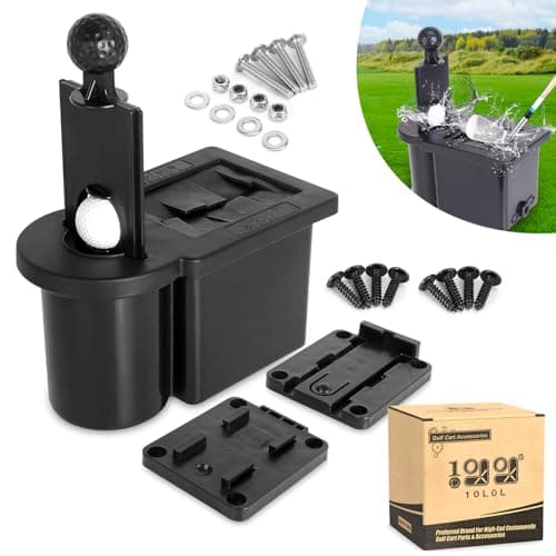 10L0L Golf Cart Ball Washer and Club Head Cleaner Kit Universal for Yamaha, EZGO, Club Car, Star EV, with Detachable Bracket- Black