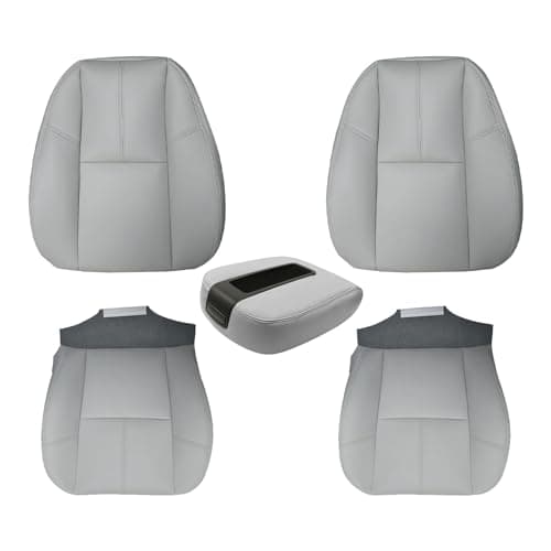 AUTOKAY Driver & Passenger Bottom Top Seat Cover Fits for Chevy Tahoe GMC Sierra 2007-2014 with Console Armrest Cover
