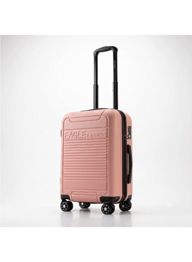 Eagle Express Defender 20 Inch Cabin Luggage Baby Pink, ABS Hard Shell Carry On Trolley Suitcase with Scratch Resistant Design, Silent Double Spinner Wheels, Anti-Theft Zipper, Soft Grip Handle and 2 Year Warranty