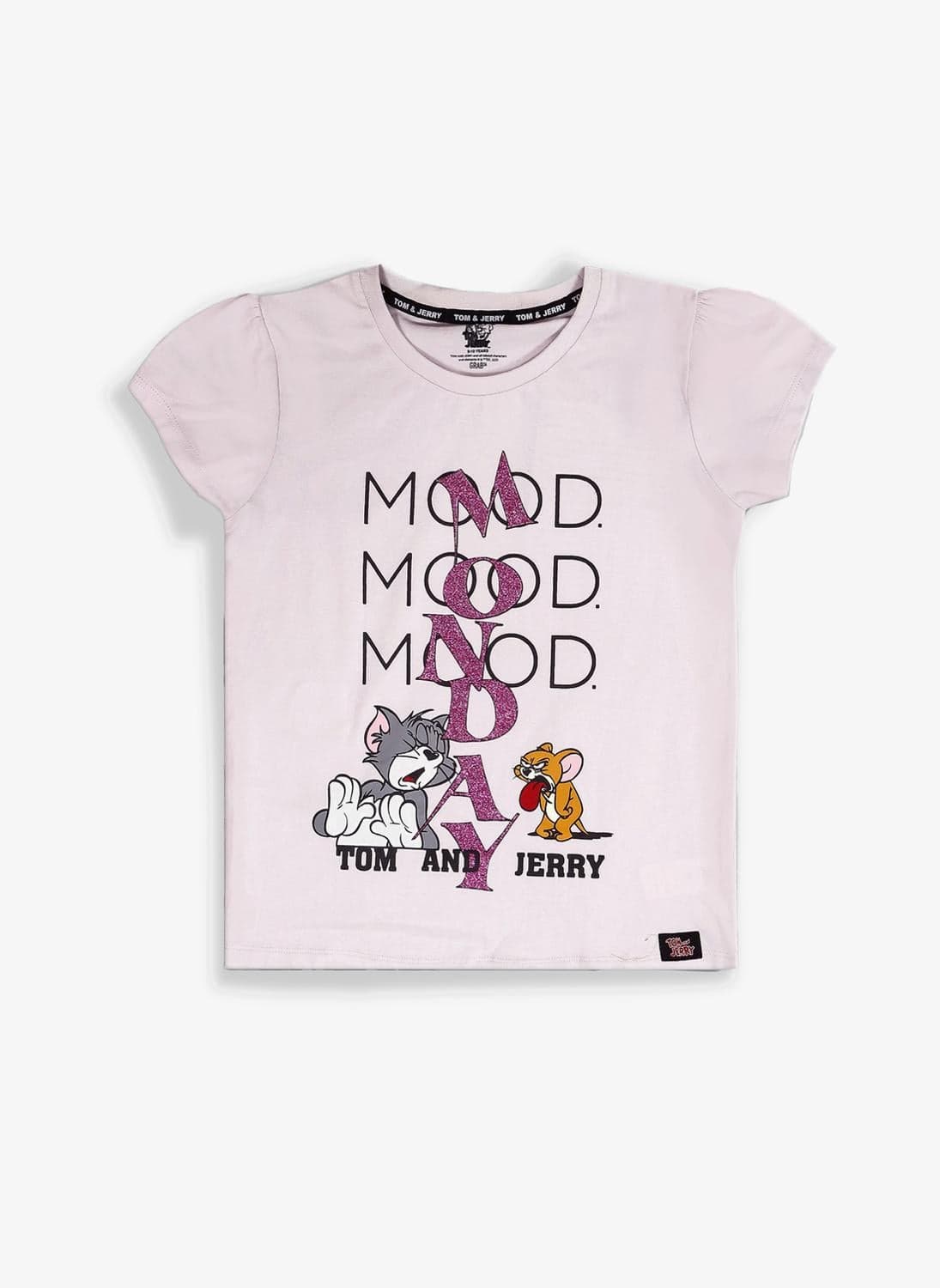 Tom and Jerry Kids Pink Cotton Tom and Jerry Graphic T-Shirt