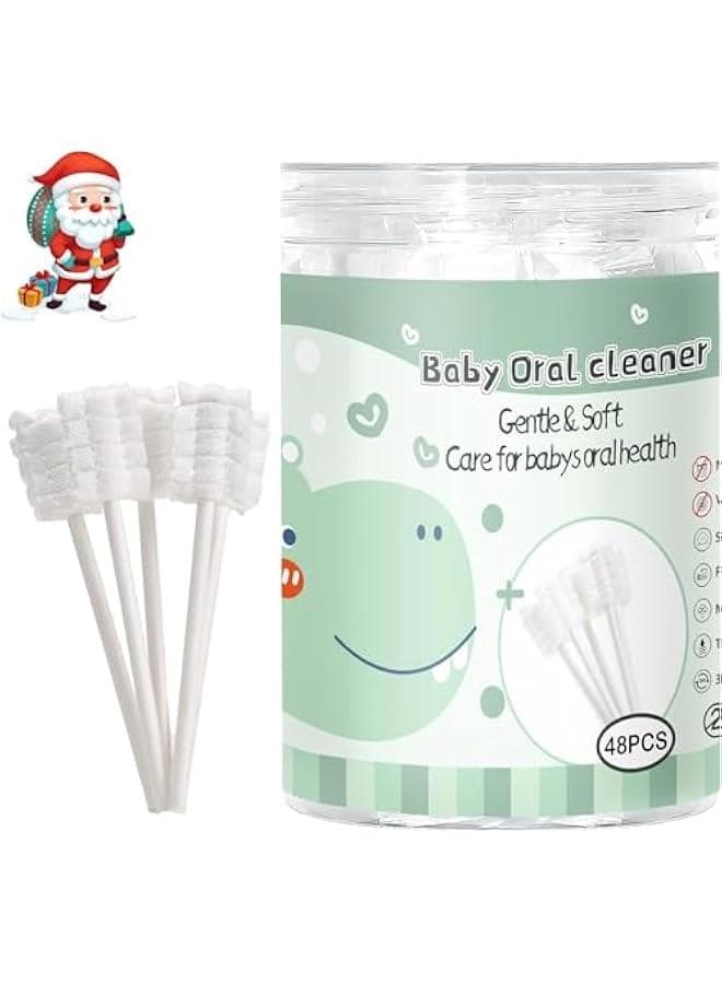 Baby Toothbrush, Newborn or Baby Tongue Cleaner, Disposable Baby Gum Cleaning Gauze, Oral Cleaning Care, Suitable for 0-36 Months Baby (48PCS, Pack of 1)