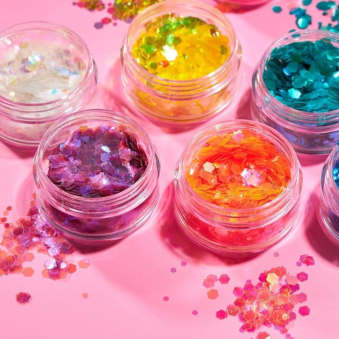 Iridescent Chunky Glitter by Moon Glitter White Cosmetic Festival Makeup Glitter for Face Body Nails Hair Lips 3g