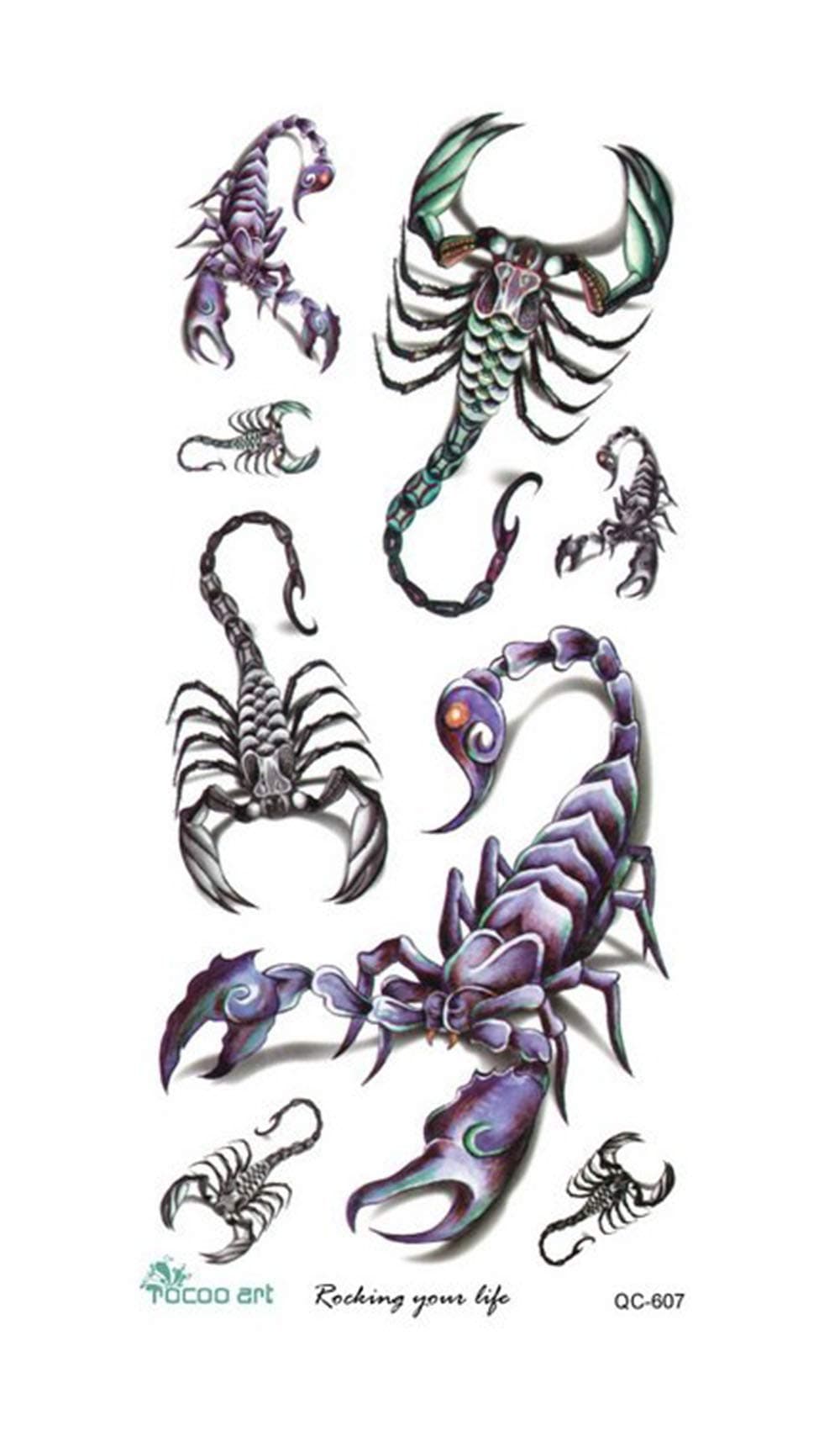 Temporary Tattoo For Girls Men Women 3D Scorpions Sticker Size 20x10CM - 1PC.