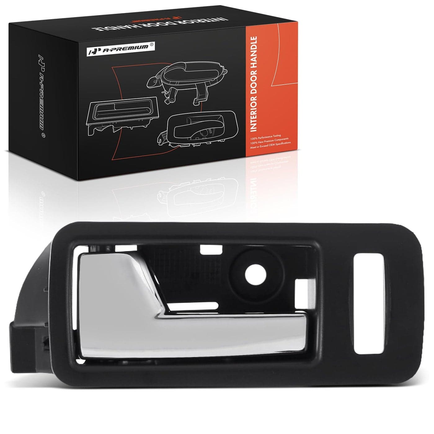 APremium Front Left Driver Side Interior Door Handle Compatible with Ford Mustang 20062014 Black Bezel with Chrome Lever Replace 5R3Z6322601AAC