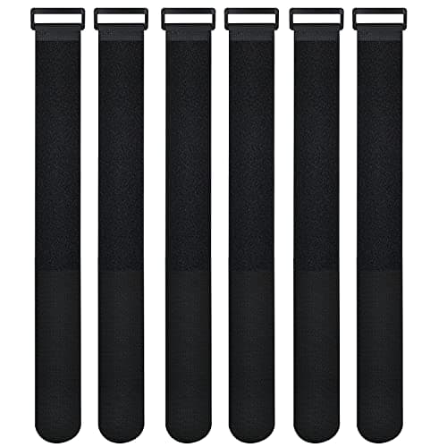 2 x 36 Inch Hook and Loop Cable Tie, 6 Pack Heavy Duty Adjustable Fastening Adhesive Cinch Strap with Plastic D-ring Buckle, Multi-Purpose Reusable Cord Organizer by Cacturism