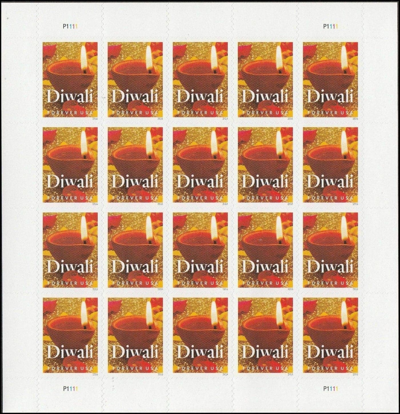 Diwali Pane of 20 Forever Postage Stamps Scott 5142