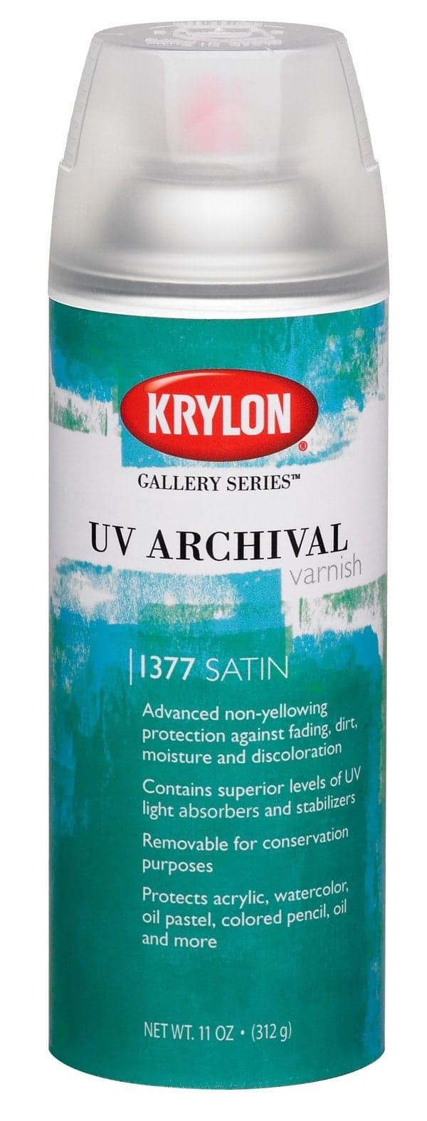 Krylon K01377000 Gallery Series UV Archival Varnish Aerosol Spray, Satin, 11 Ounce