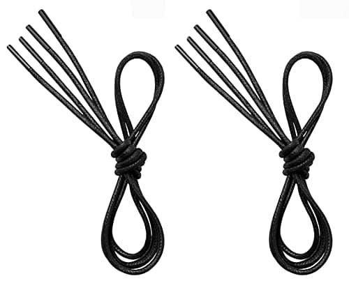 VSUDO Waxed Round 59" Black Dress Shoe Laces for Men, 1/8" Thin Formal Business Oxford Shoe Strings, Dress Shoelaces for Men (2 Pairs-Black-150CM)