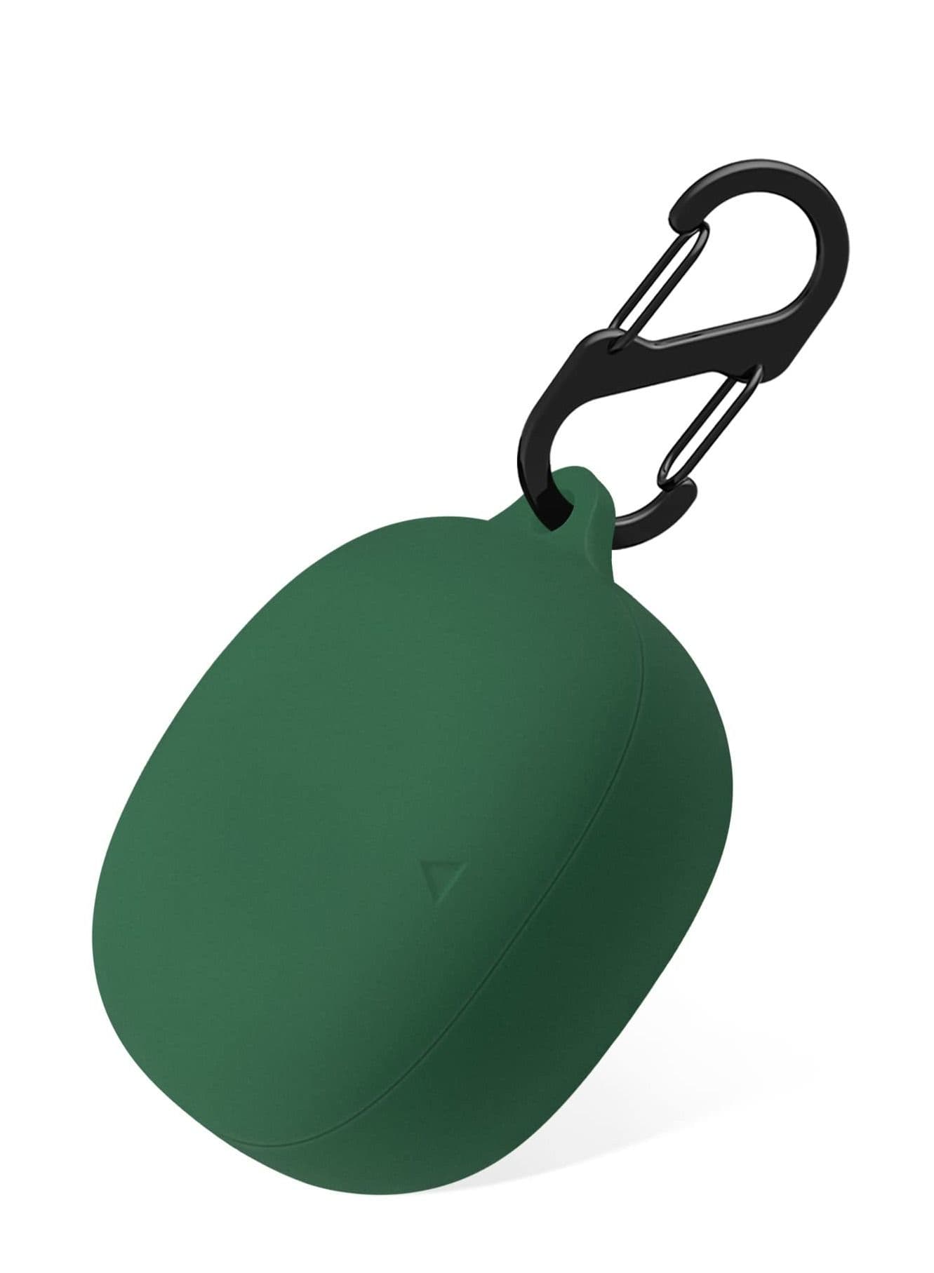 Silicone Case Compatible with Anker Soundcore Liberty 4 Protective Cover with Carabiner (Emerald Green)