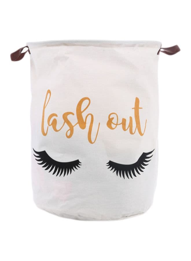 Eyelash Printed Rounded Storage Basket White/Black/Orange 40x50centimeter