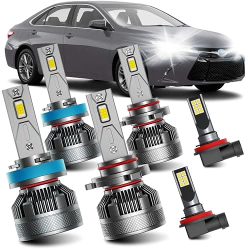 AWALITED Fits for 20072018 Toyota Camry High Low Beam Fog Lights Bulbs Combo 6000K White PlugandPlay Super Bright Light Bulbs Pack of 6