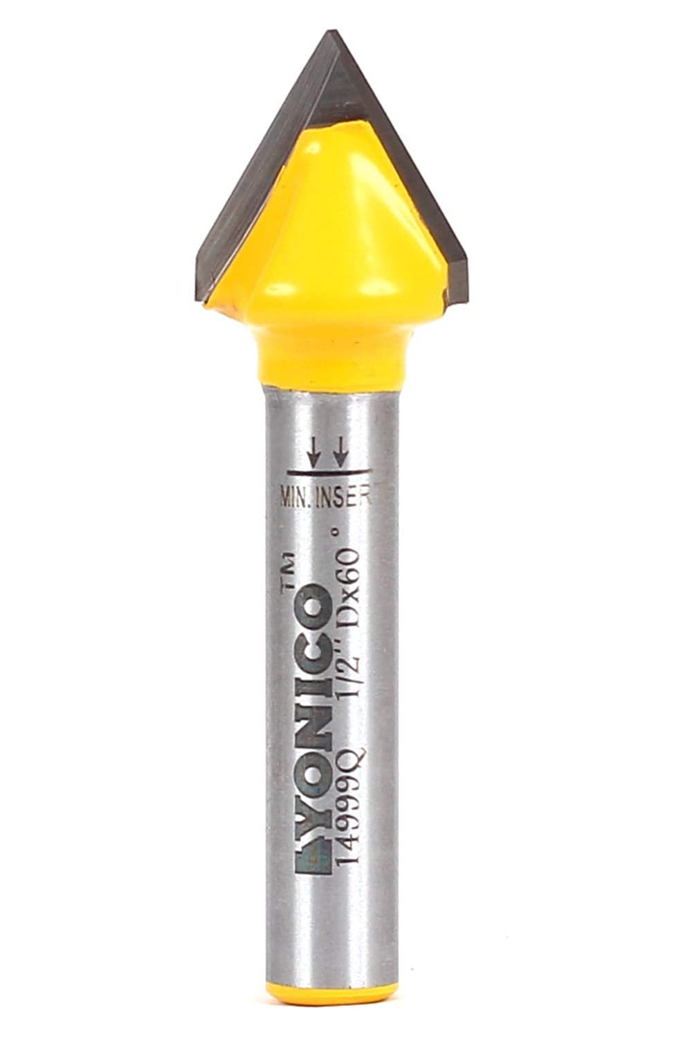 YONICO Router Bits V Groove Flat Bottom 60 Degree X 12Inch Diameter 14Inch Shank 14999q