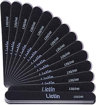 Lictin Pack of 16 Professional Nail Files Double Sided Emery Board 120240 GritBlack