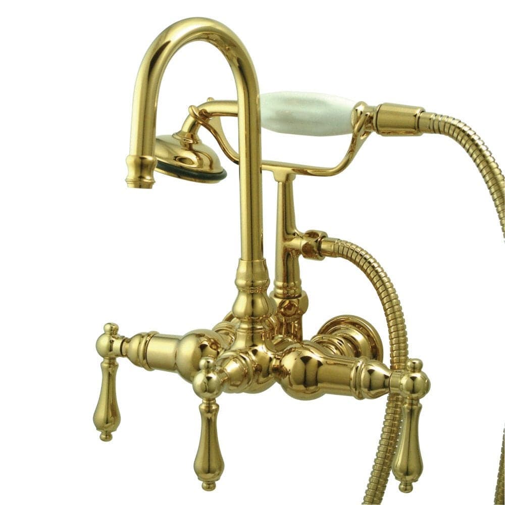 Kingston Brass CC7T2 Vintage 338 Wall Mount Tub Faucet with Hand Shower Polished Brass