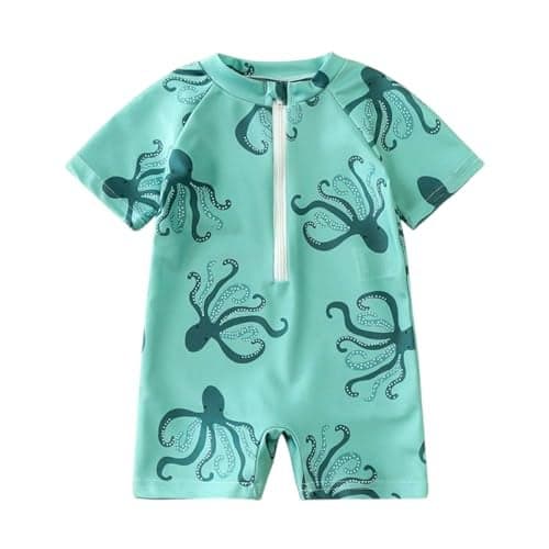 Baby Bucket Boys Swimming Costume One Piece Swimsuit - Green - (3 to 6 Months)