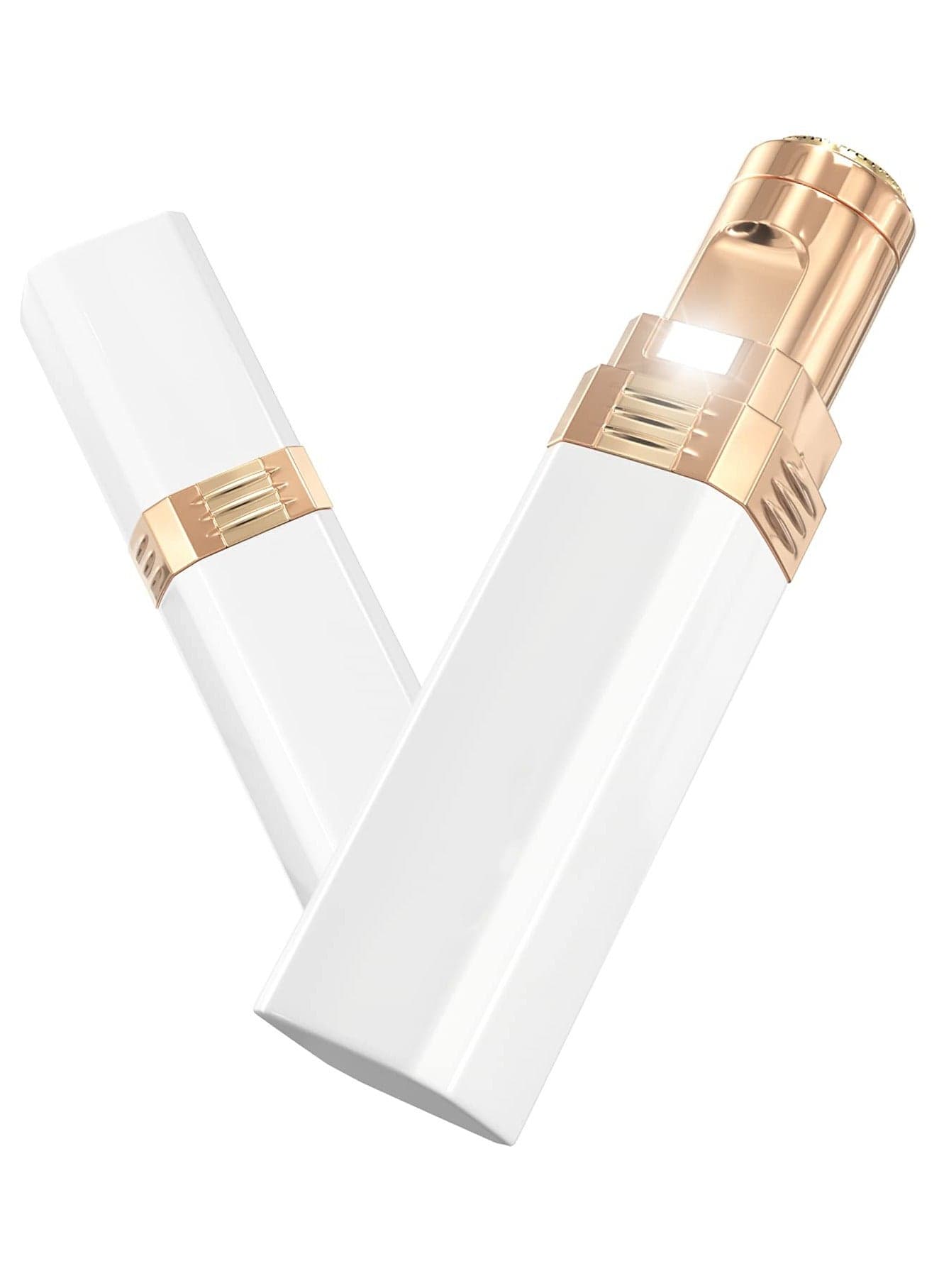 Facial Hair Removal for Women Rechargeable Painless Hair Remover Portable Lipstick Shape Ladies Facial Hair Trimmer for Painless Effective Removal of Peach Fuzz Chin and Upper Lip Hair White