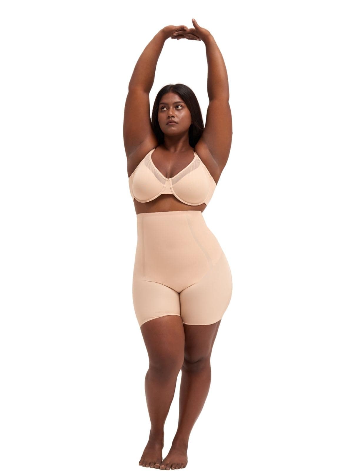 UNDERNEAT Women Butt Padded Shorts | Seamless Shaping Shorts with Removable Pads | Tummy & Waist Control | Invisible Under Outfits | Silicone Waist Band | No Roll Fit Shaper Shorts Beige
