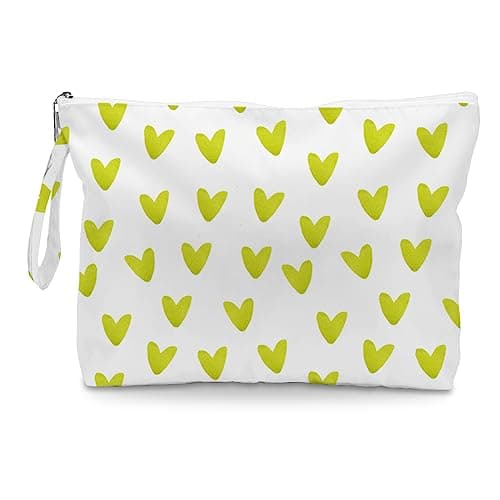 Fokongna Love Heart Wet Bag For Swimsuit Travel Makeup Bag Waterproof Large Capacityfor Women Girls Mom Sister Friends Boho Heart Romantic Gifts Green