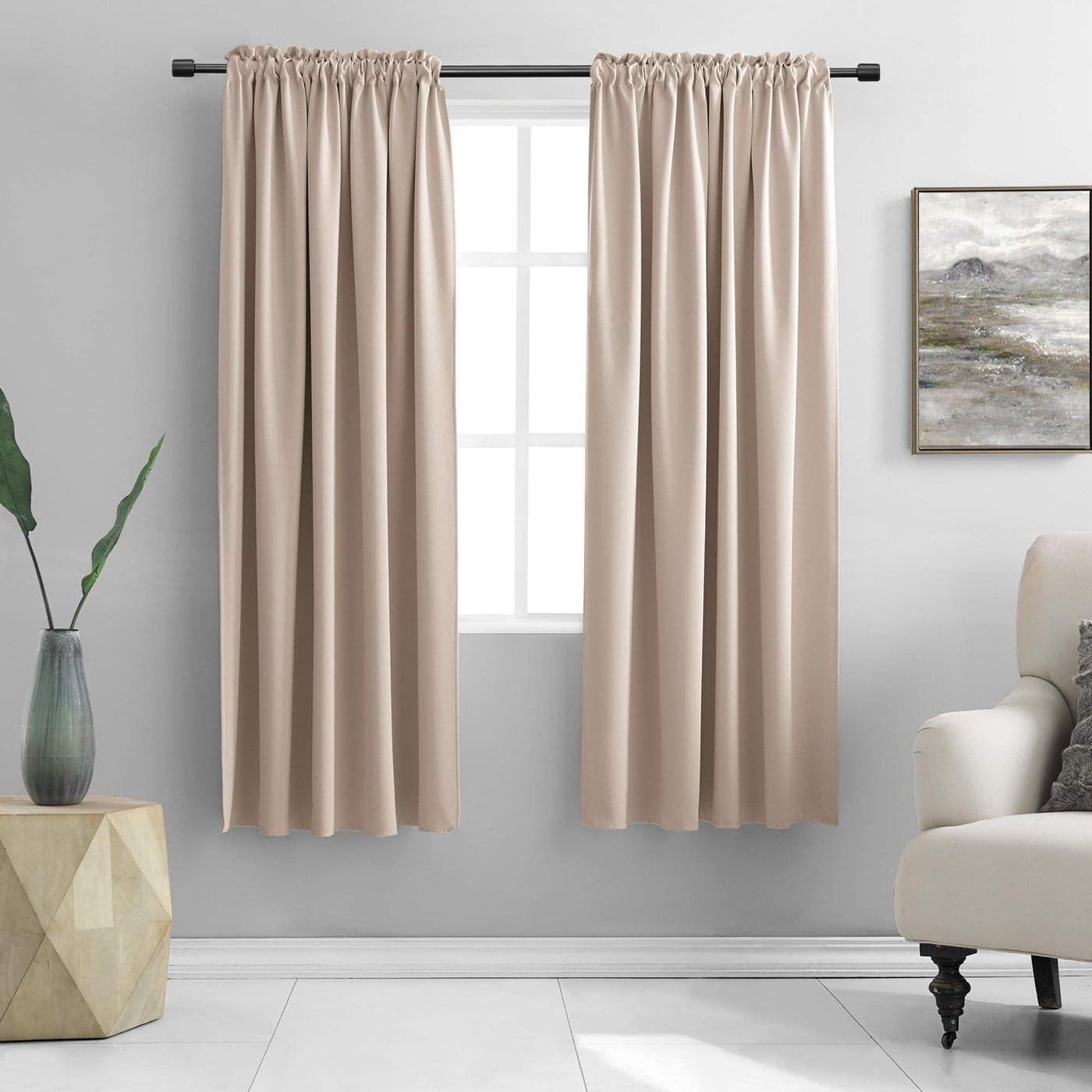 Warm Taupe Room Darkening Thermal Insulated Curtains Drapes for NurseryRod Pocket Blackout Curtains for Bedroom2 Pieces52 inches Wide by 63 inches Long