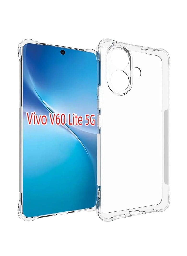 Transparent Protective Case Compatible with Vivo V60 Lite 5G Slim-Fit TPU Clear Soft Back Cover Features 4-Corner Shock-Absorbing Airbags and Camera Lens Protection