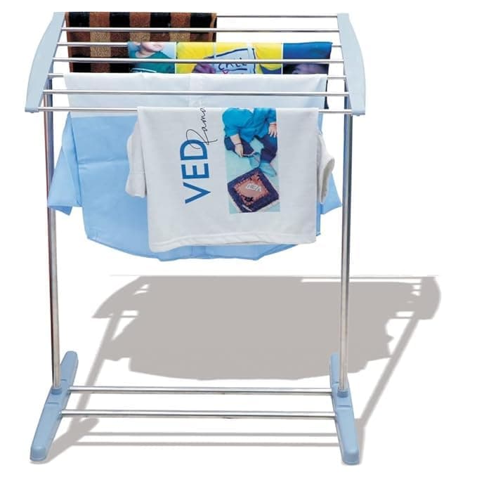 DORATIK Stainless Steel FloorStanding MultiFunctional Mobile Foldable Balcony Towel Stand Clothes Drying Rack Dryer Hanger Nappies Towels Holder Silver