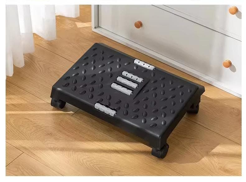 divinezon Under Desk Footrest Cushion for Ergonomic Adjustable Wheels With Massage Roller for Pain Relief Stool Black