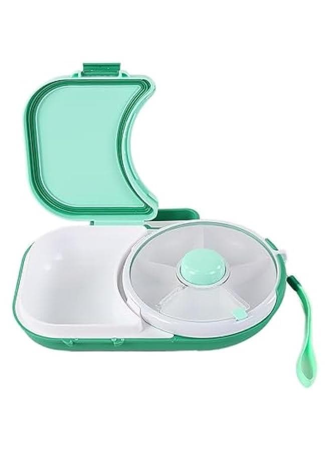 Kids Small Snack Spinner Flip Bundle with Lid and Hand Strap,Reusable Snack Container with 6 Compartment Dispenser,Portable Box Kit for Baby Snack,Dishwasher Safe
