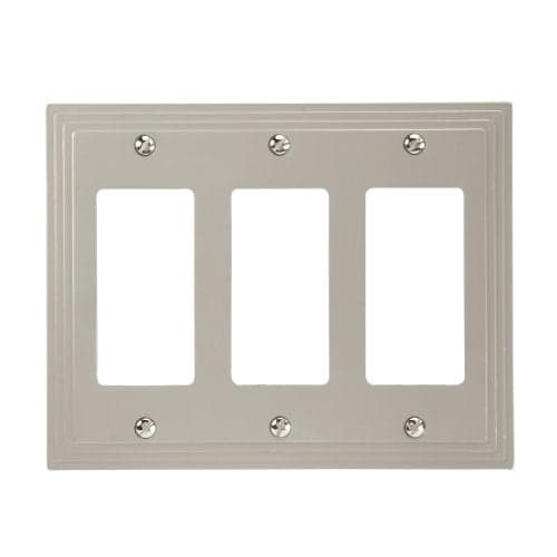 Amerelle Steps Triple Rocker Cast Metal Wallplate in Satin Nickel