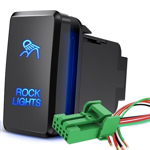 Nilight Rock Lights Push Button Switch 12V ON Off with Connector Wire Kit 1.54" x 0.83" Replacement for Toyota Tacoma Tundra 4Runner FJ Cruiser Hilux Fortuner