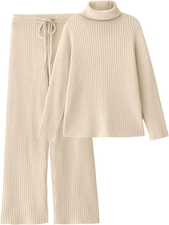 TYSORT Women’s Winter Woolen Turtleneck Sweater with Pajama | Warm Winter Wear Cord Set | Woolen Tracksuit Loungewear Set