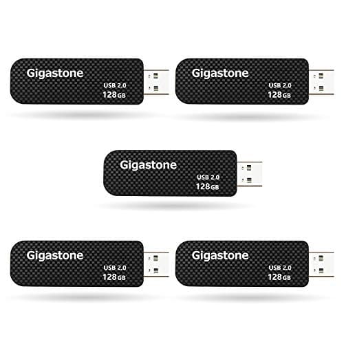 GIGASTONE V30 128GB USB 2.0 Flash Drive 5-Pack, Capless Retractable Design Pen Drive, Carbon Fiber Style, Reliable Performance & Durable