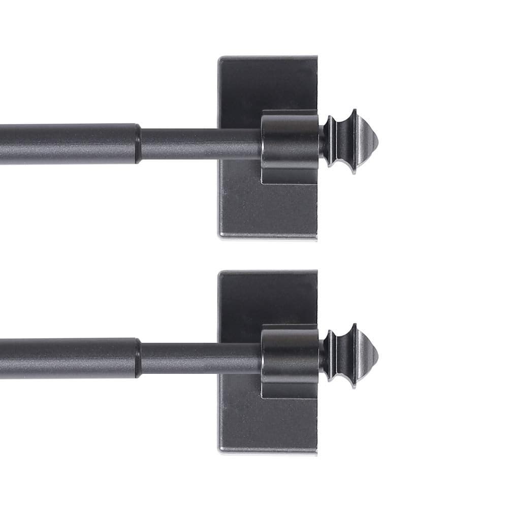HVERSAILTEX 2 Pack Magnetic Curtain Rods for Metal Doors MultiUse Rods for Small Windows Cafe Sidelight and Iron Steel Places Tool Free with Square Finials Adjust from 16 to 28 Inch Pewter