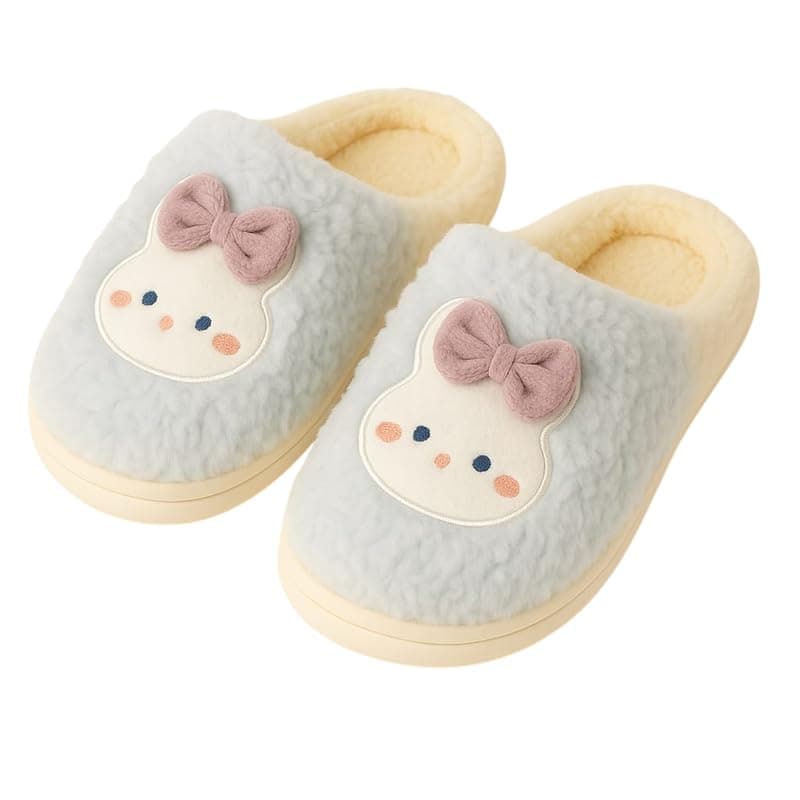 Krystle Cute & Cozy Panda Face Kids Slippers – Soft Plush Indoor House Shoes (Blue2,4-5 Years)